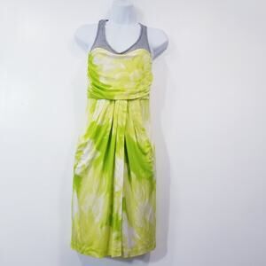 Yigal Azrouel 100% Silk Tie Dye Mini Dress Racer Back Sleeveless Pockets